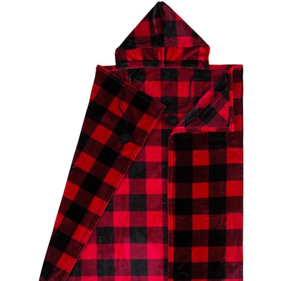 New Red Buffalo Check Hooded Blanket - Picture 3 of 3